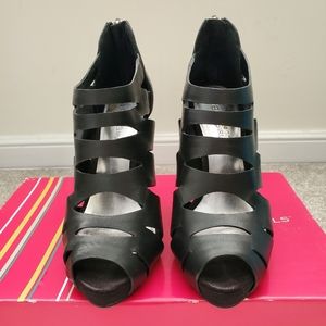 BCBGirls Black Leather Wedge